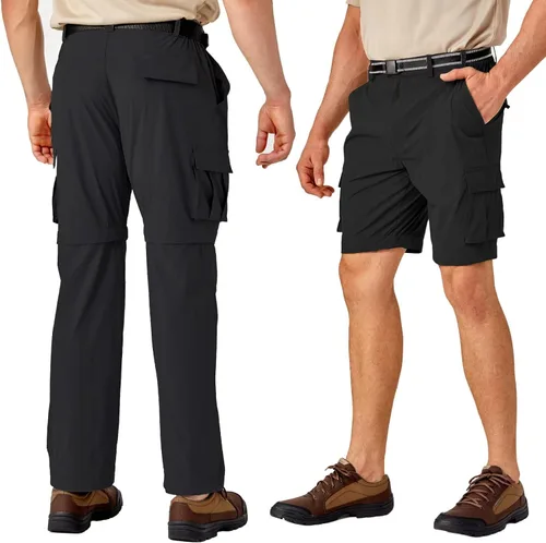 Miniatura 2 de MAGCOMSEN Pantalones de senderismo para hombre, 5 bolsillos grandes, convertibles, con cremallera, de secado rápido, ligeros, pantalones de trabajo