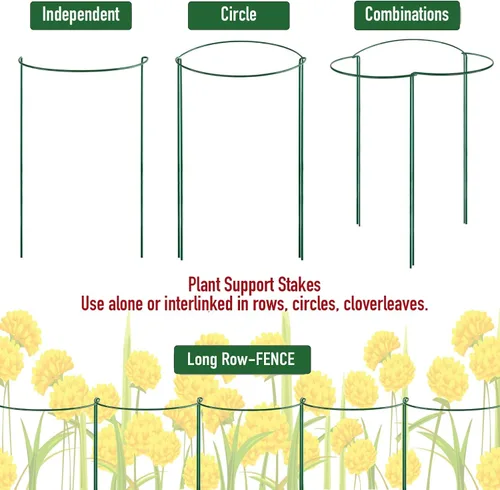 Miniatura 5 de Estaca de soporte para plantas de serpiente, estaca y soporte de peonía semicircular, jaula de soporte de hortensias resistente, anillo de soporte
