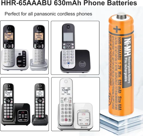Miniatura 4 de OSIM Paquete de 4 pilas recargables HHR-65AAABU NI-MH AAA de 1.2 V 630 mAh AAA NiMH para teléfonos inalámbricos Panasonic, controles remotos