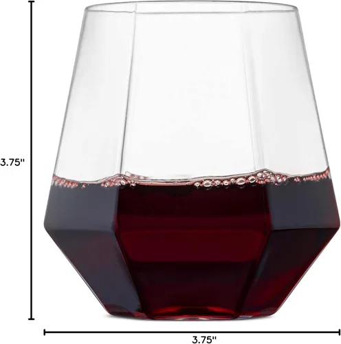 Miniatura 10 de Munfix Copas de vino de plástico sin tallo, paquete de 32 – en forma de diamante, irrompibles, desechables, de 12 onzas, de plástico transparente