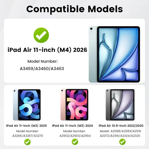 Miniatura 2 de Funda para iPad Air de 11 pulgadas (M4/M3/M2) 2026/2025/2024, iPad Air de 5ª/4ª generación de 10.9 pulgadas 2022/2020 con soporte para lápices, Gris