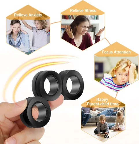 Miniatura 5 de Buluwams Juguetes Sensoriales de Estrés TDAH Autismo para Adolescentes Varones Juguetes Sensoriales TDAH Autismo para Niños Anillos Magnéticos