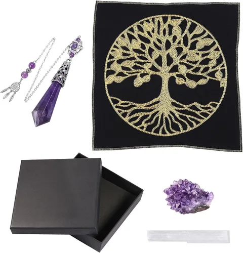 Miniatura 9 de Rockcloud Kit de meditación de tótem de piedra curativa para principiantes, adivinación, suministros de altar wicca, decoración del hogar, amatista