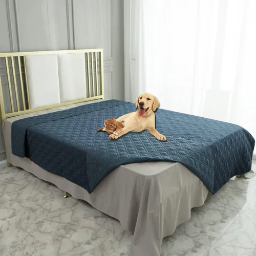 Miniatura 22 de Ameritex Funda Impermeable para Cama de Perro Manta para Mascotas para Muebles Cama Sillón Sofá Reversible Azul marino+azul piedra