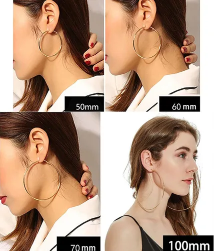 Miniatura 6 de Cocadant Big Gold Hoop Earrings for Women Girls,Dainty 14k Gold Hypoallergenic Rose Gold Silver Hoop Earrings with 925 Sterling Silver