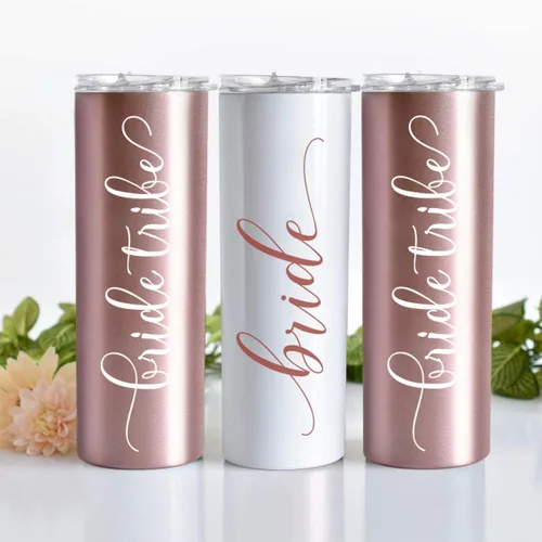 Bride to Be Skinny - Vaso de vino de acero inoxidable de 20 onzas | Regalos de boda de compromiso, tazas de damas de honor, suministros y juegos de