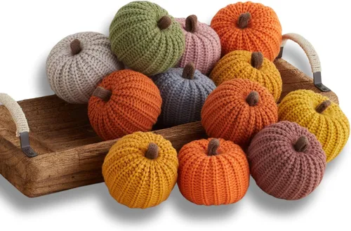 Miniatura 15 de Your Heart's Content Juego de 5 mini calabazas de punto, regalo pensativo, favorito de otoño, rellenos de cuencos de otoño, decoración de bandeja