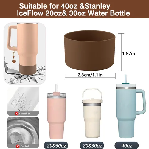 Miniatura 3 de Accesorios para juego de tazas Stanley, 2 tapas de paja de flores reutilizables de 0.394 pulgadas (0.394 in), 1 dije de mango lindo y 1 funda