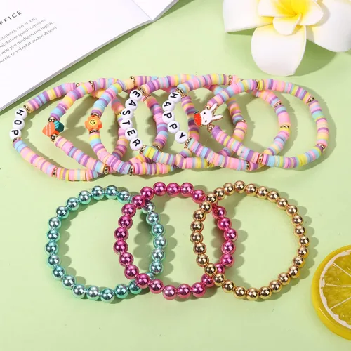 Miniatura 210 de Surfer Heishi - Pulseras apilables para mujer, apilables, de vinilo arcoíris, disco de arcilla, pulseras elásticas para la amistad, joyería bohemia