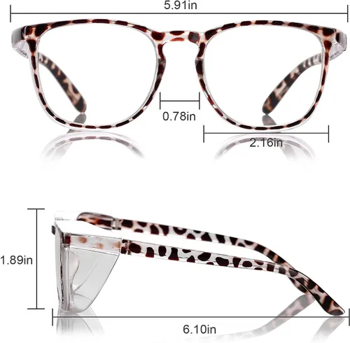 Miniatura 6 de Elegantes gafas de seguridad para mujeres y niñas, gafas anti-vaho, gafas protectoras, gafas transparentes Paquete de 3: azul+tortuga+negro