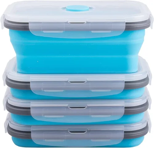 Miniatura 20 de Recipientes plegables extra grandes para almacenamiento de alimentos con tapa y ventilación de aire, 58 oz, paquete de 4, recipiente plegable XL