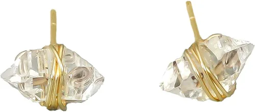 Miniatura 10 de Herkimer Diamond Stud Earrings in solid 14K, Sterling Silver, Gold Fill, or Rose Gold Fill by Lotus Stone Jewelry