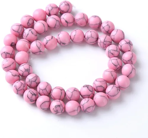 Miniatura 2 de 10MM 38 piezas cuentas espaciadoras sueltas de turquesa rosa para hacer joyas, pulseras, collares DIY Rosa turquesa