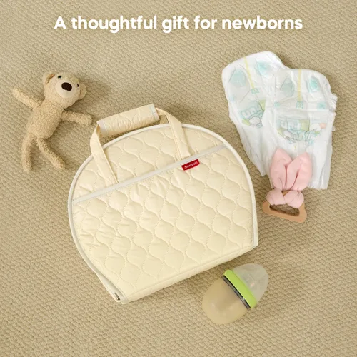 Miniatura 7 de Cambiador de pañales de cuero impermeable portátil compacto para bolsa de pañales de viaje, fácil de limpiar, bebé recién nacido, beige