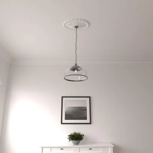 Miniatura 8 de Ekena Millwork CM16OX Medallón de techo Oxford, 16 7/8" W x 11 3/4" H x 1 1/2" P, imprimado en fábrica Imprimación de fábrica.