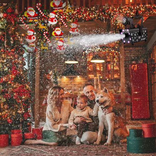 Miniatura 2 de Hakuta - Máquina de nieve mejorada de 800W con 8 luces LED RGB, proyección LED y 2 controles remotos inalámbricos, perfecta para Navidad, Halloween