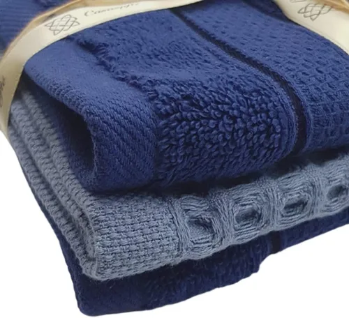 Miniatura 3 de Toallas de cocina turcas Paquete de 3 (2 toallas pequeñas de rizo + 1 mini toalla de gofre), 12 x 12 pulgadas, toallas de mano para baño, toallas