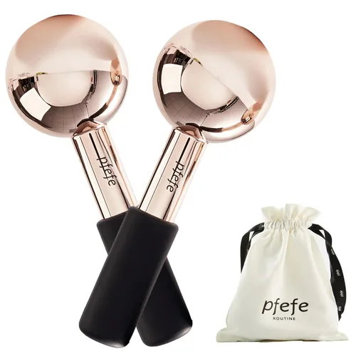 Miniatura 9 de Globos de hielo pfefe para cara y ojos, varitas criogénicas irrompibles de acero inoxidable para rutinas de belleza, globos de enfriamiento con Rosa