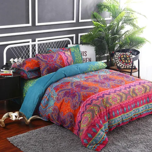 WONGS BEDDING Juego de edredón bohemio tamaño Queen, juego de edredón alternativo bohemio reversible de microfibra ultrasuave, 3 piezas (1 edredón