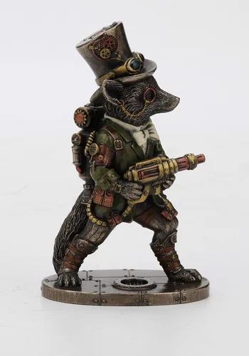 Miniatura 2 de Veronese Design Estatua de resina Steampunk Stagecoach Gentleman Fox Bandit de 6 1/4 pulgadas, acabado de bronce