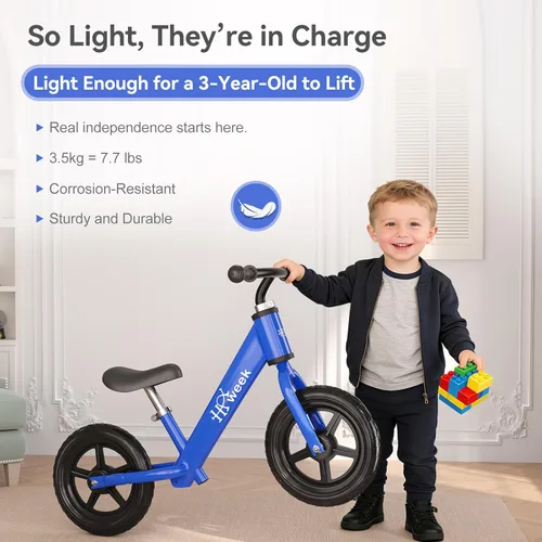 Miniatura 3 de Bicicleta de equilibrio para niños pequeños HAWEEK de 12 pulgadas, bicicleta de entrenamiento sin pedales para niños de 24 meses a 5 años, ajustes