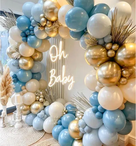 Miniatura 5 de Kit de arco de globos azul polvo - 167 piezas Kit de guirnalda de arco de globos incluye globos blanco, arena, azul pastel, azul mar, azul cromo