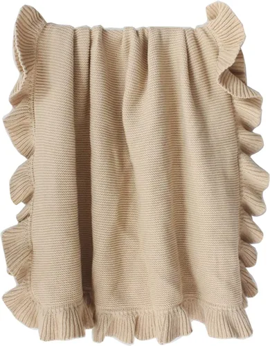 Miniatura 6 de Manta de punto con borde de volantes para bebé, manta para cuna, no fluorescente, manta de fotos para recién nacidos, manta de bebé, colcha unisex a