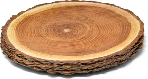 Miniatura 2 de Gift Boutique Paquete de 24 platos de madera desechables redondos de 13 pulgadas, cargadores rústicos de rodajas de árbol para decoración de mesa