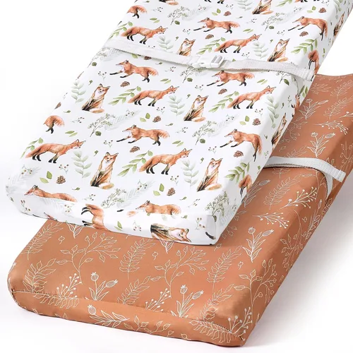 Miniatura 30 de Pack n Play Sheets, BROLEX 2 Pack Mini Crib Sheets,Stretchy Portable Fitted Playard Sheet Set, Convertible Playard Mattress Cover,Ultra Soft