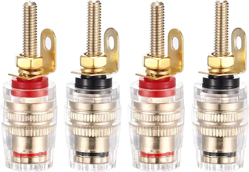 Facmogu 2 pares de mini conectores de plátano chapados en oro con aislamiento de 5 vías de 0.157 in, chapado en oro de 24 quilates, amplificador de