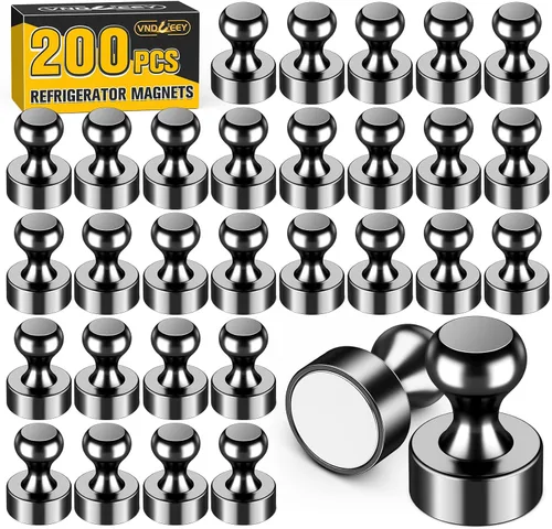Miniatura 15 de 24 imanes de nevera, imanes para refrigerador, pequeños imanes fuertes, imanes de pizarra blanca para refrigerador, pasadores magnéticos para Negro