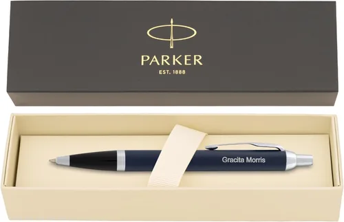 Miniatura 7 de Bolígrafo Parker grabado Bolígrafo personalizado Parker IM de laca negra y ribete dorado. Bolígrafo de regalo grabado personalizado con tu nombre
