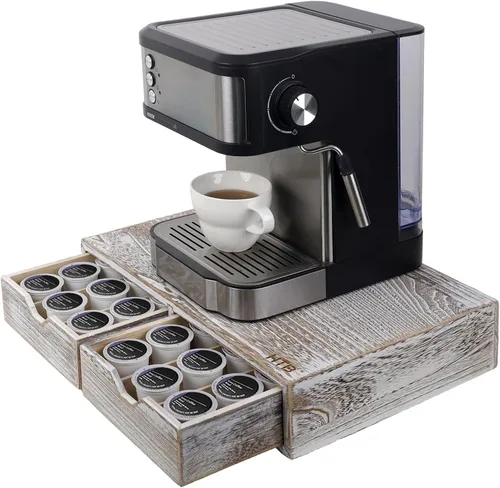 Miniatura 12 de HTB Soporte para tazas K compatible con tazas K, soporte para cápsulas de café con capacidad para 30 tazas, organizador de tazas K, cajón de 2.