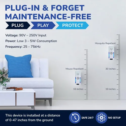 Miniatura 5 de Repelente ultrasónico de plagas para interiores, paquete de 6, repelente de ratones para interiores, repelente de mosquitos, dispositivo repelente