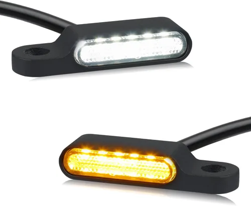NTHREEAUTO Luces intermitentes LED para manillar de motocicleta, mini intermitentes delanteros universales, luz de marcha compatible con Harley