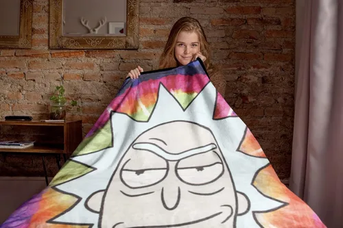 Miniatura 3 de Northwest Rick and Morty - Manta de teñido anudado Rick Micro Raschel de 46 x 60 pulgadas (45.7 in x 59.8 in)