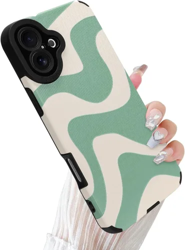 Miniatura 9 de Funda Wlxee para iPhone 15 Pro Max con patrón de ola, TPU suave con parachoques, cuero PU, diseño de cebra lindo para mujeres y niñas - Negro Gris