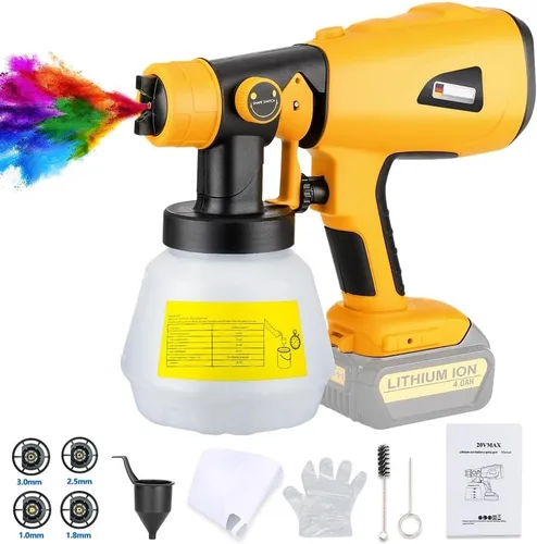 Miniatura 9 de Choerinton Pulverizador de pintura compatible con batería Ryobi, pulverizador de pintura eléctrico inalámbrico de 200 W, pistola de pintura HVLP