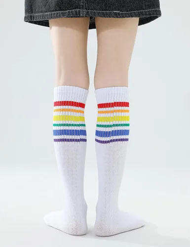 Miniatura 3 de TOCONFFON Calcetines de tubo hasta la rodilla para niños, niñas y adolescentes, calcetines deportivos de algodón para la escuela de fútbol, uniforme