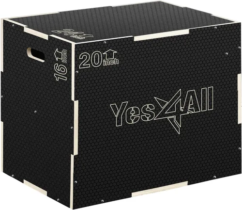 Miniatura 7 de Yes4All Caja Pliométrica de Madera Antideslizante 3 en 1, Caja de Paso para Entrenamiento, Caja de Salto Pliométrica para Saltar, Brincar