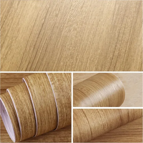 Miniatura 8 de VEELIKE Papel tapiz de madera marrón de tamaño ancho de 32''x354'' despegar y pegar para encimeras de cocina, papel de contacto de madera