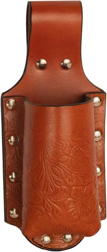 Miniatura 9 de Hulara Funda de cerveza de cuero pulido de grano completo para hombre, hebilla de cinturón de viaje de vaquero/al aire libre Cereza con lazo