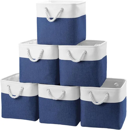 Miniatura 8 de Cubos de almacenamiento, cubos de almacenamiento plegables de tela, cubos de almacenamiento de 11 pulgadas con asas, cubos de almacenamiento Negro