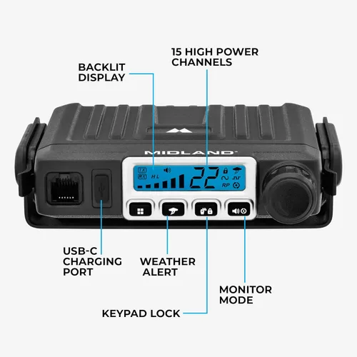 Miniatura 3 de Midland – MXT115AGVP3 - Radio MicroMóvil Bidireccional GMRS de 15 Vatios - Radio para Exteriores, Granja y Todo Terreno - Antena Fantasma de 3dB