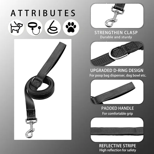 Miniatura 3 de collar reflectante para perro con hebilla de seguridad de cierre, collares de nylon ajustables, suaves y transpirables para perros pequeños, Negro