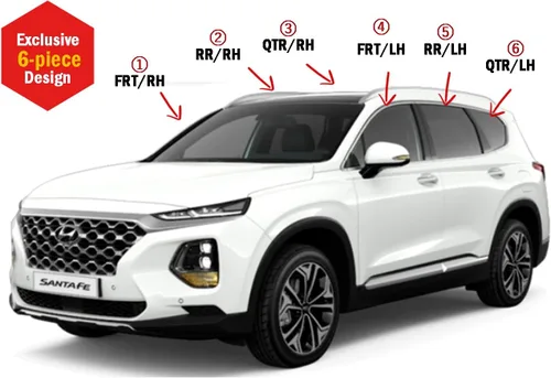 Miniatura 3 de AUTOCLOVER - Juego de 6 protectores de lluvia con cinta adhesiva para Hyundai Santa Fe 2019 2020 2021 2022 2023 / deflectores de ventana, persianas