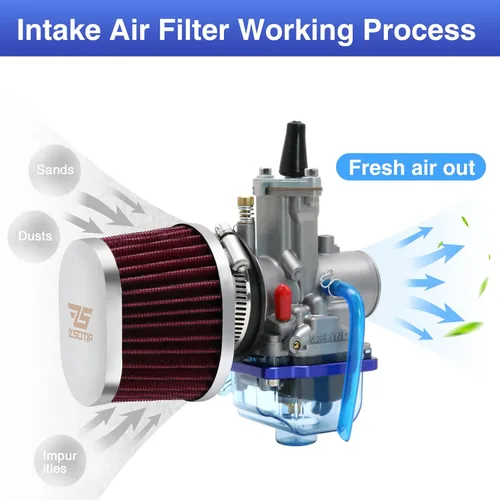 Miniatura 6 de 2 piezas de filtro de aire universal para motocicleta de 38 mm, filtro de motor de repuesto de alto rendimiento para bicicleta de tierra, filtros