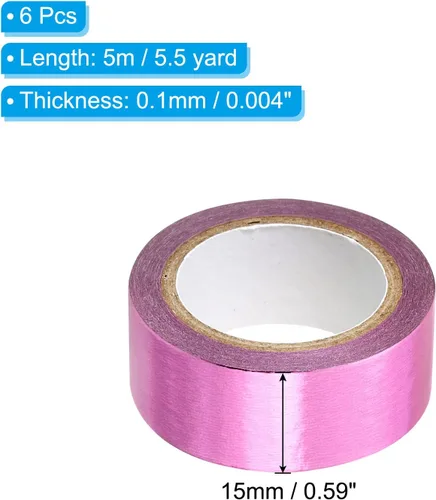 Miniatura 2 de PATIKIL Cinta adhesiva metálica Washi de 0.591 in x 16.4 ft, paquete de 6 calcomanías adhesivas de papel de arte para bricolaje, manualidades, Rosa