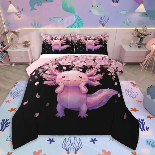 Miniatura 31 de Feelyou Juego de edredón de murciélago para niñas y niños, tamaño individual, edredón de Halloween decorativo en blanco y negro, juego de ropa