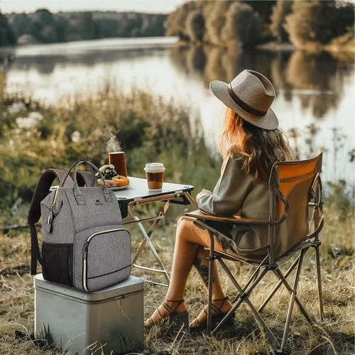 Miniatura 8 de Lonchera-Mochila , mochila con aislamiento térmico con puerto USB para mujeres y hombres, resistente al agua, lonchera a prueba de fugas